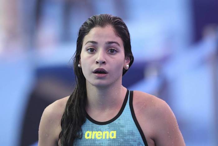 Yusra Mardini en un campeonato mundial de la FINA en 2019